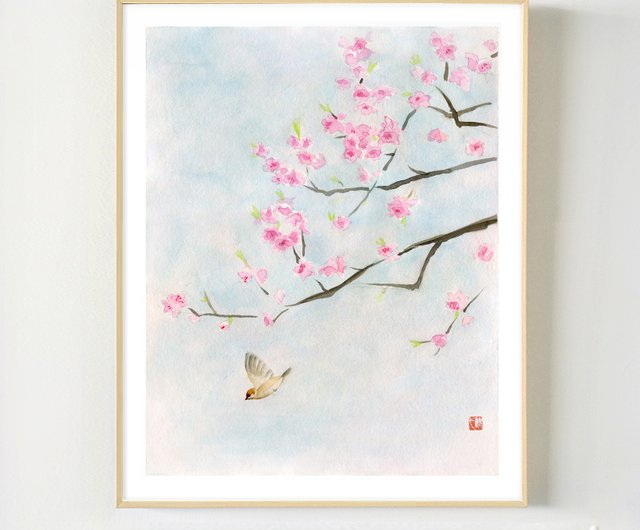 手描き水彩画「桜」 - インテリア