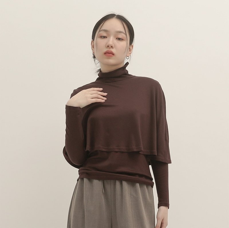 Sky_Skyline double-layer turtleneck top_CLT516_Purple - สเวตเตอร์ผู้หญิง - ขนแกะ สีม่วง