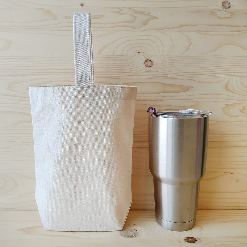 Canvas blank unprinted / small tote bag drink water bottle bag ok - Beverage Holders & Bags - Cotton & Hemp White