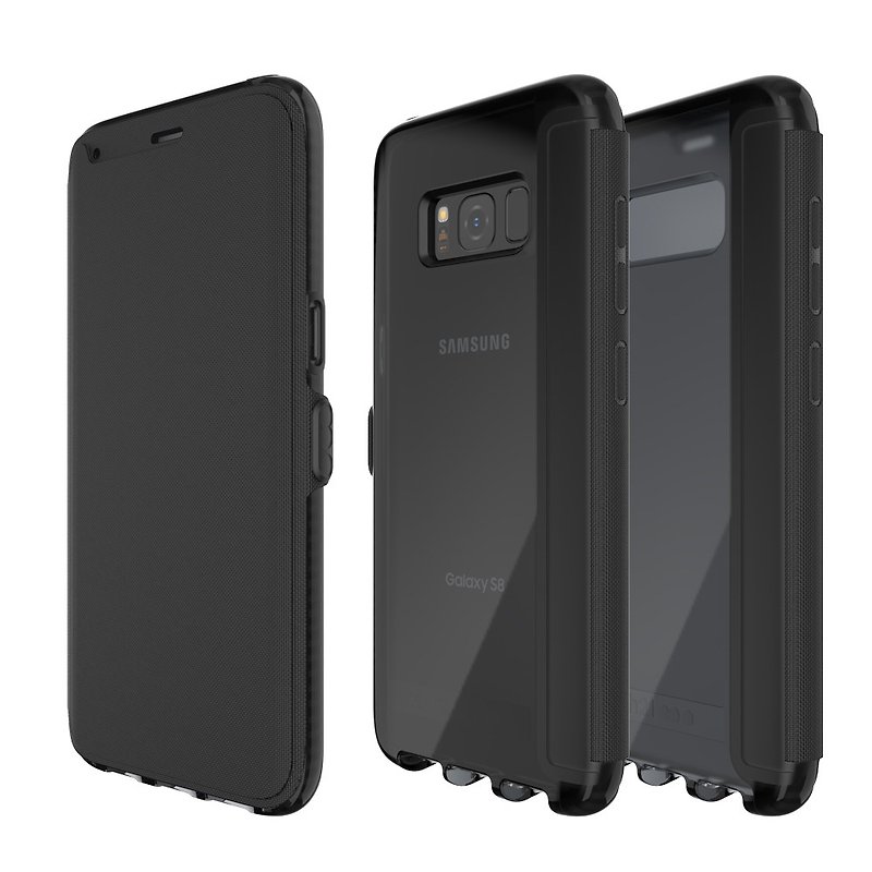 Tech21 British Super Impact Evo Wallet Samsung S8+ Anti-collision Soft Leather Case-Black (5055517375993) - Other - Other Materials Black