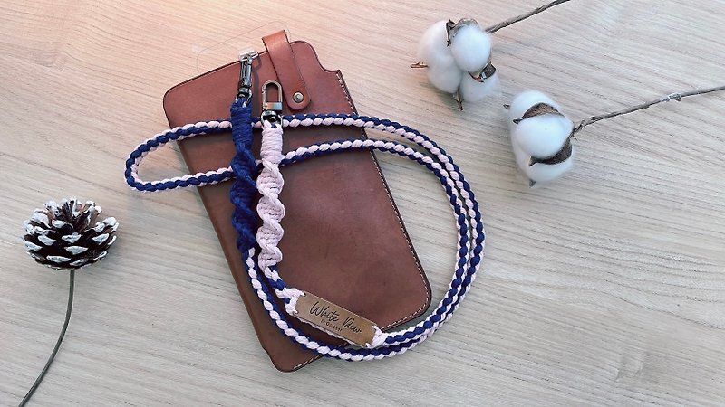 Mobile phone lanyard strap | Hand-knitted | Customized color matching | Gift exchange - เชือก/สายคล้อง - ผ้าฝ้าย/ผ้าลินิน 