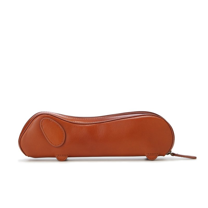 Wanchan Dog Shape Pencil Case L - Caramel Brown - Pencil Cases - Genuine Leather Brown