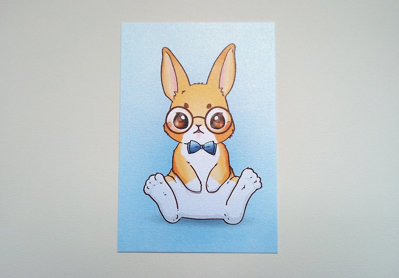 名信片｜兔子日常- 變裝文青｜ - 卡片/明信片 - 紙 藍色