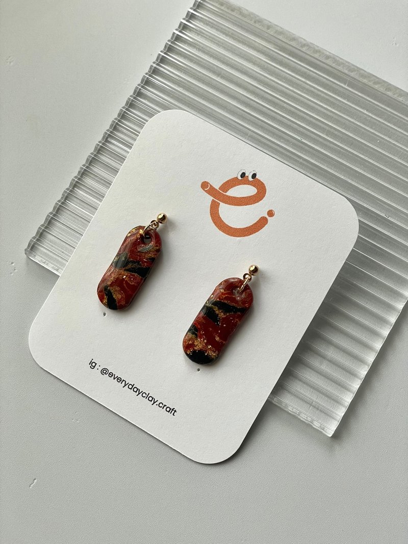 Midnight Ruby - Earrings & Clip-ons - Clay Red