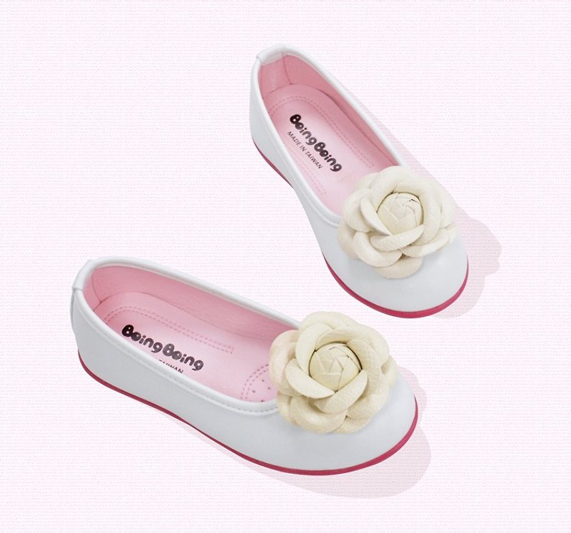 Elegant doll shoes - fashion princess white / elegant camellia - Kids' Shoes - Genuine Leather White