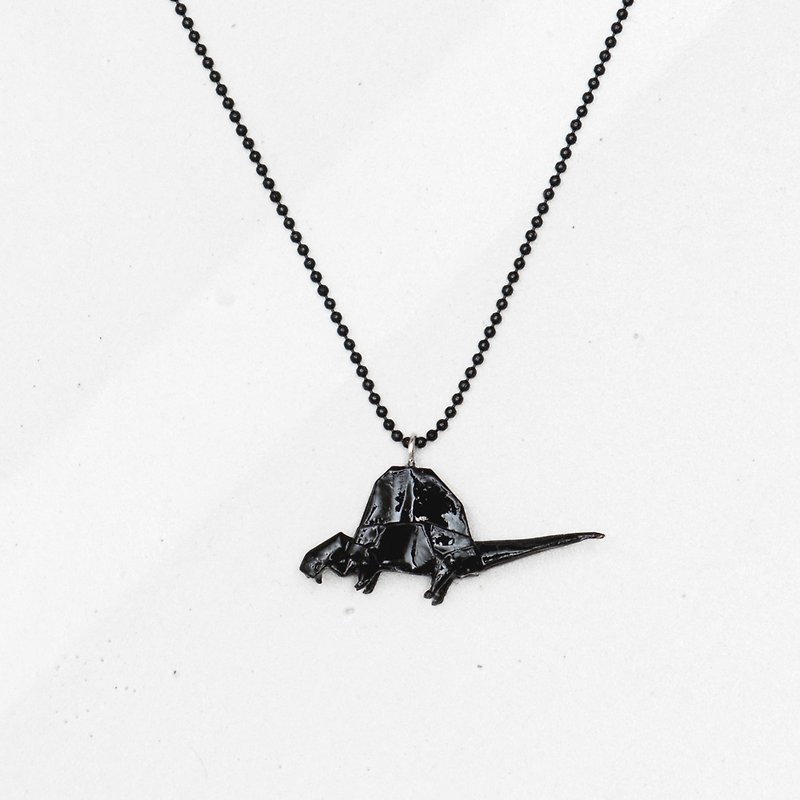 \ Dark Jurassic / Origami Necklace _ Alien Dragon - Necklaces - Paper Black