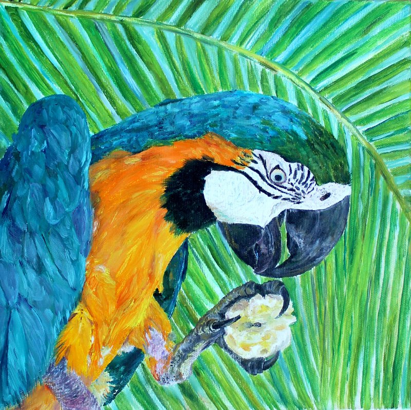 Parrot oil painting - Wall Décor - Other Materials Multicolor