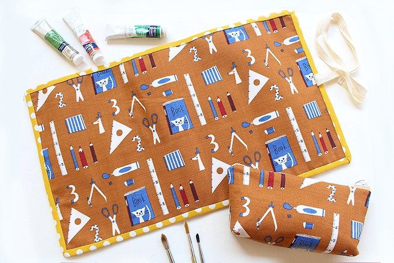 Videos with tool pattern combination bag + Pencil / pencil pouch trim tool - Pencil Cases - Cotton & Hemp 