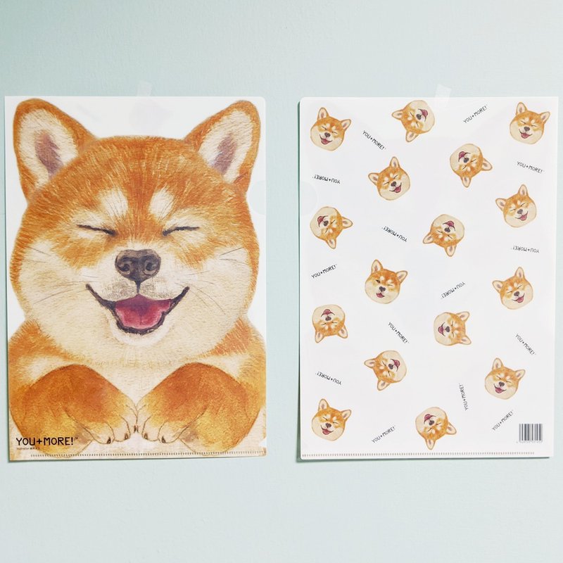 FELISSIMO 日本製 微笑柴犬雙面A4文件夾L夾資料夾~YOU+MORE! - 文件夾/資料夾 - 塑膠 橘色
