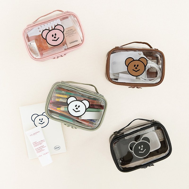 [Korean cultural and creative] momossi bear cosmetic bag - Toiletry Bags & Pouches - Plastic Multicolor