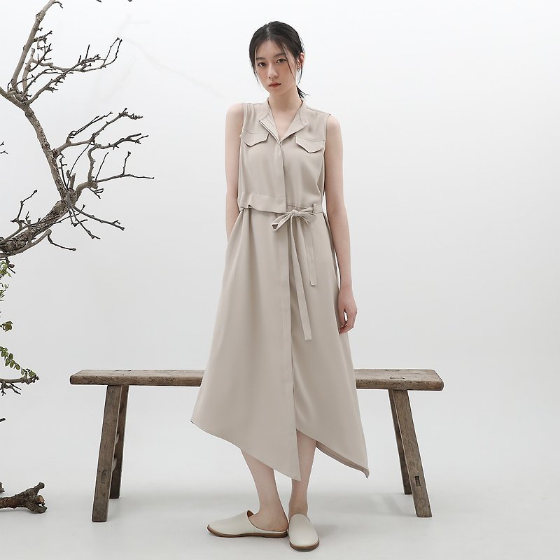 Relativity_Time and Space Asymmetric Dress_CLD002_M - One Piece Dresses - Polyester Khaki
