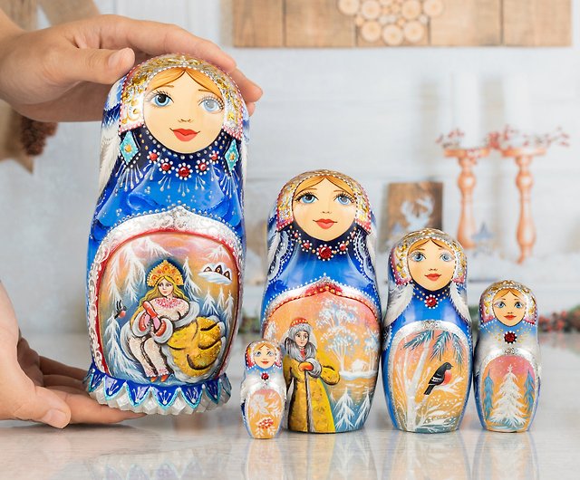 5個 ロシア人形 マトリョーシカ人形 手塗り 入れ子人形 贈り物 【予約 