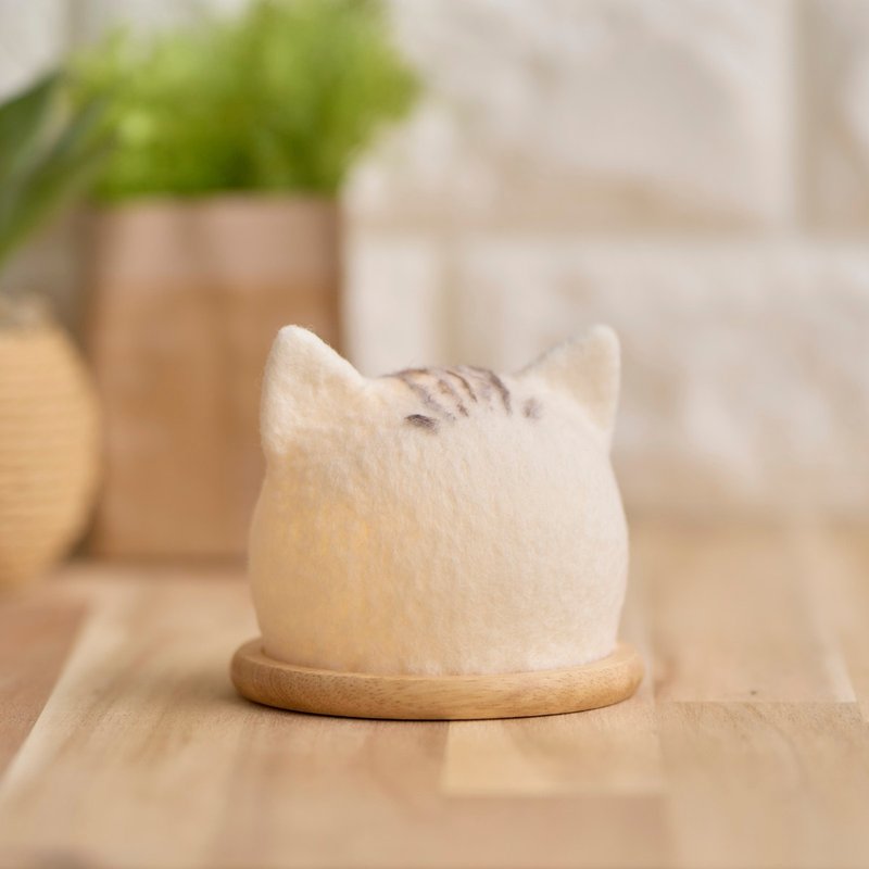 羊毛のこねこランタン・キジトラ - 燈具/燈飾 - 羊毛 白色