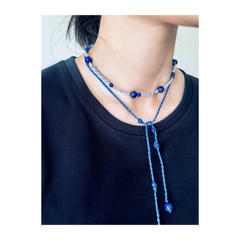 Interstellar Blues/Lapis Braided Necklace - Necklaces - Crystal Blue