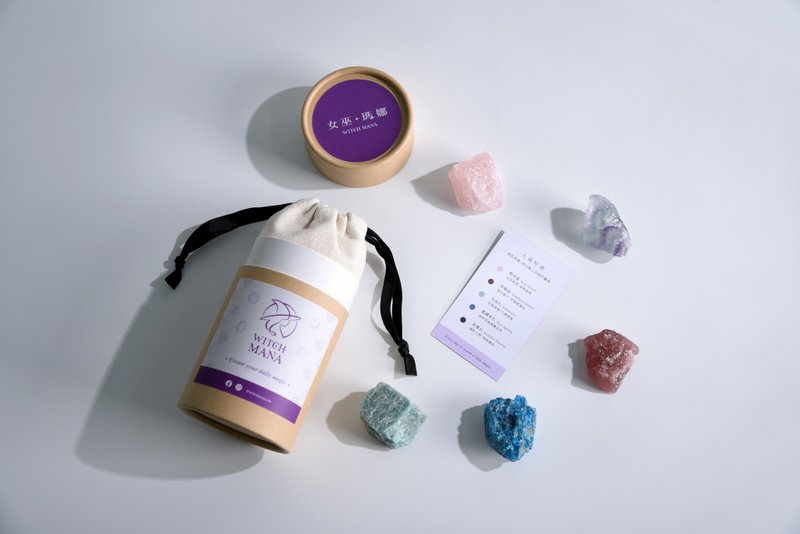 能量水晶香氛組合-五石水晶組+香氛油 加贈品牌束口袋及鐵盒 - 擺飾/家飾品 - 水晶 紫色