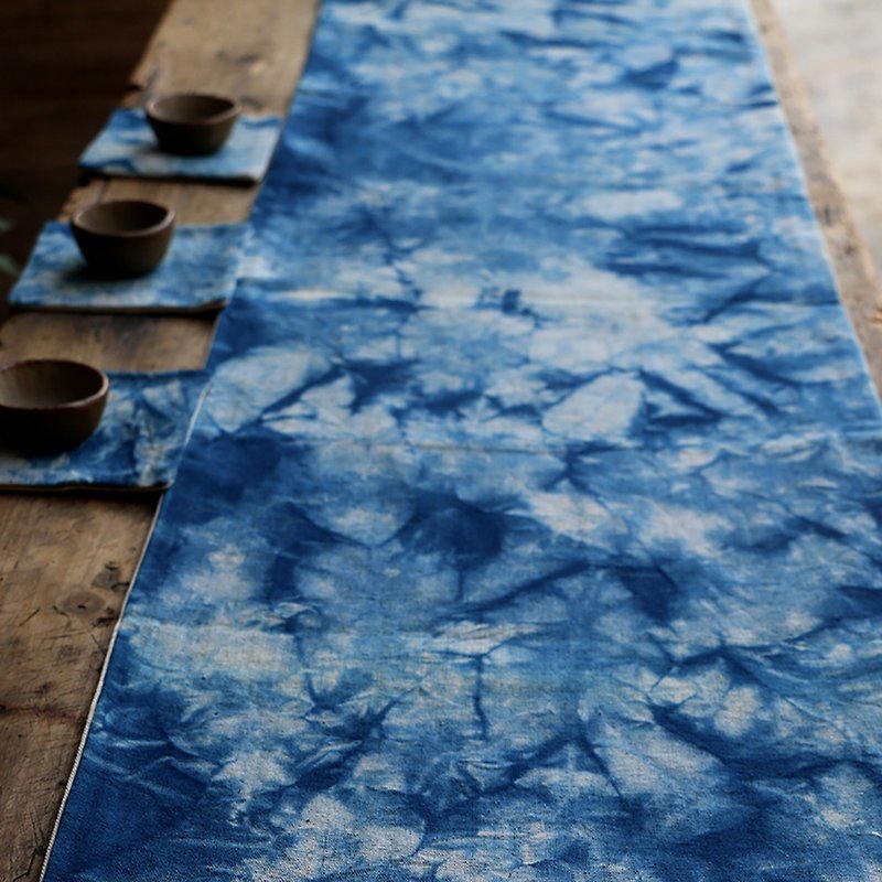 Yishanren | Hand-woven cloth plant-dyed blue-dyed tea mat hand-made cloth tea coaster tea set Chinese style simple tea ceremony - ผ้ารองโต๊ะ/ของตกแต่ง - ผ้าฝ้าย/ผ้าลินิน 
