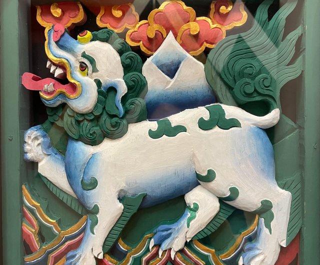 チベットアンティーク　威厳のある姿が美しい銅製のライオン ヒマラヤ ブータン 雪山のライオン 木彫り 一枚I 勇気と強さ I