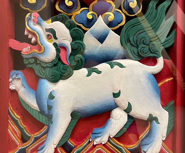 チベット　アンティーク　密教　オブジェ　スノーライオン　ネパール　壁掛け　アート　雪獅子　獅子　銅製　古銅　時代物　時代　骨董