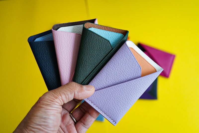 簡約拼色卡套 (可客製, 可印字) - 錢包/皮夾/長短夾 - 真皮 多色