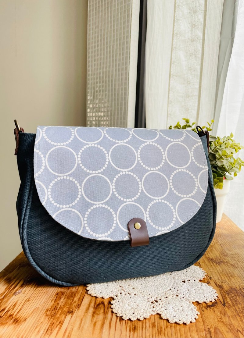 Japanese canvas saddle bag - กระเป๋าแมสเซนเจอร์ - ผ้าฝ้าย/ผ้าลินิน สีเทา