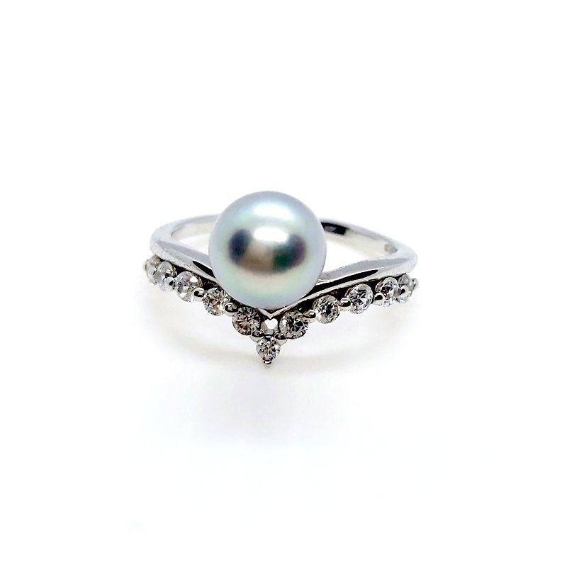 大皇冠海水真多麻珍珠純銀戒指 - 戒指 - 珍珠 