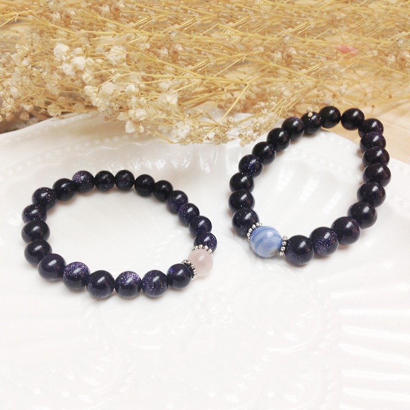 Valentine universe ◆Deep Blue-Natural stone / Gemstone / Brass / Bracelet Jewelry design - Bracelets - Gemstone Blue
