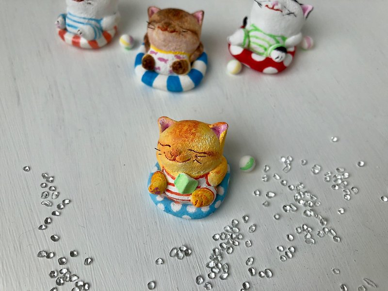 浮き輪猫さん - 人形・フィギュア - 粘土 イエロー