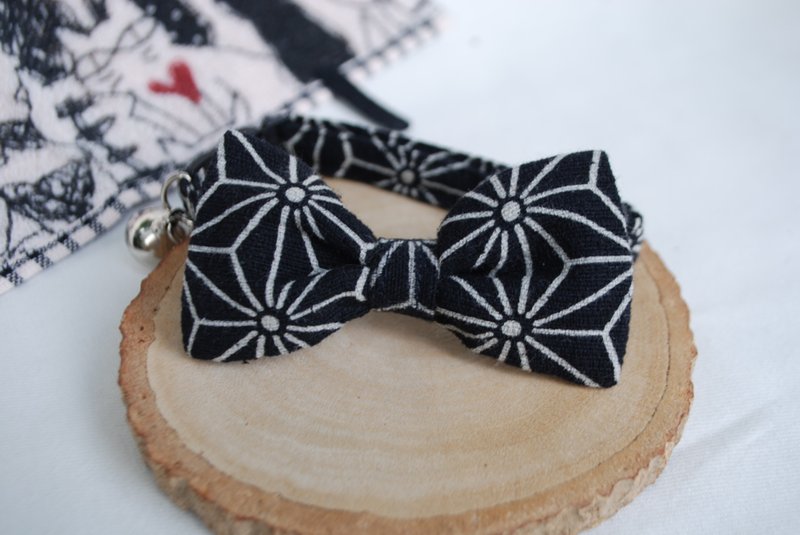 A-NI Collar for cats and dogs, spring rolls (bow) - 項圈/牽繩 - 棉．麻 黑色