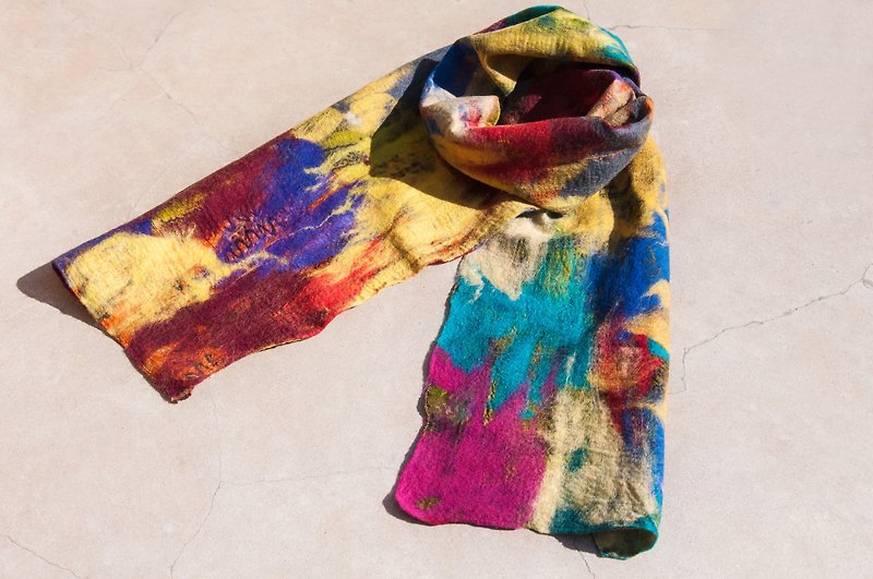 Wool felt scarves / wet felt scarves / watercolor art scarf / wool gradient scarves - colorful candy - Knit Scarves & Wraps - Wool Multicolor