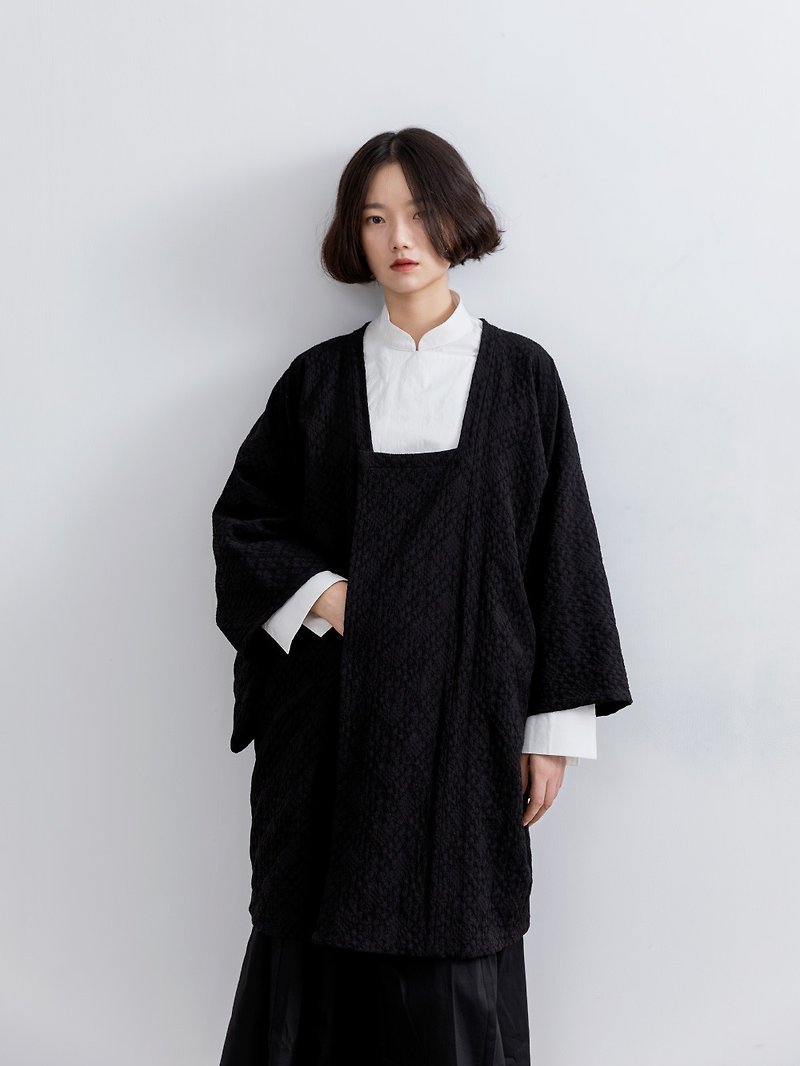 #702 Improved kimono jacket - Women's Blazers & Trench Coats - Other Materials Black