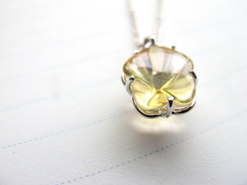 Citrine 925 Sterling Silver [Golden Small Flowers] November Birthstone Lucky Exchange Gift - Necklaces - Crystal Yellow