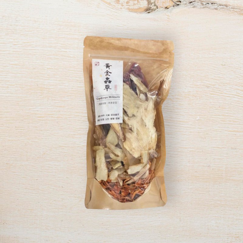 Traditional Chinese Wellness | Golden Cordyceps Herbal Soup Pack - Carefully Selected Ingredients for Energy and Well-being, Suitable for All Seasons - เครื่องปรุงรสสำเร็จรูป - พืช/ดอกไม้ สีนำ้ตาล