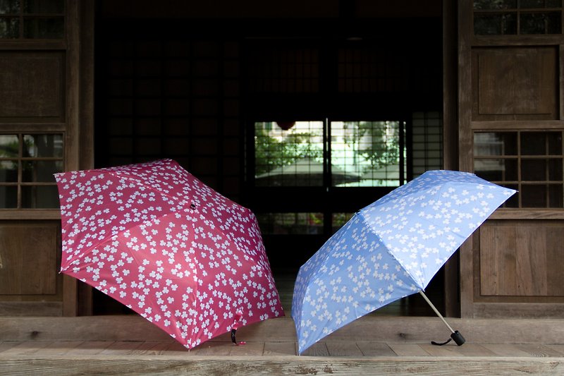 UrbaneUmbrella colorful small floral anti-UV umbrella – crimson & limited blue - Umbrellas & Rain Gear - Other Man-Made Fibers Multicolor