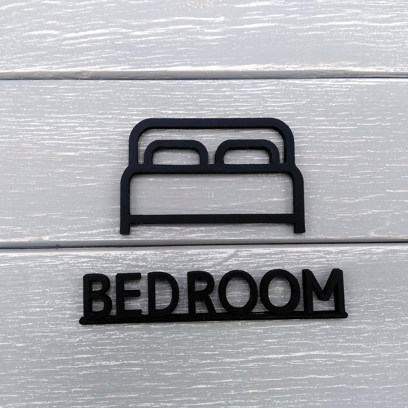 Room sign Bedroom sign, bedroom mark - Wall Décor - Plastic Black