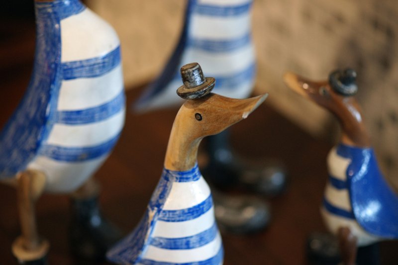 Duck in Boots (blue&white stripes)- 4 sizes - Items for Display - Wood Blue