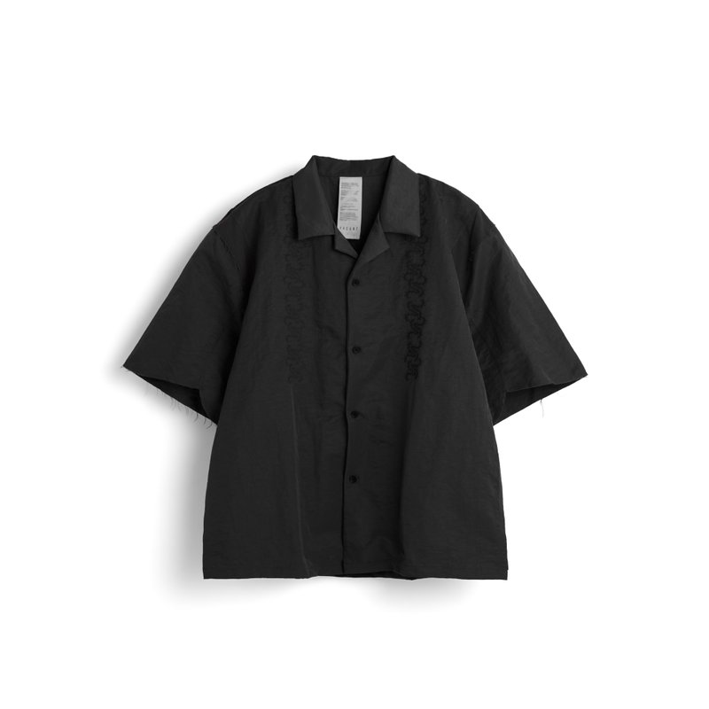 Patchwork Shirt - 男襯衫/休閒襯衫 - 尼龍 黑色