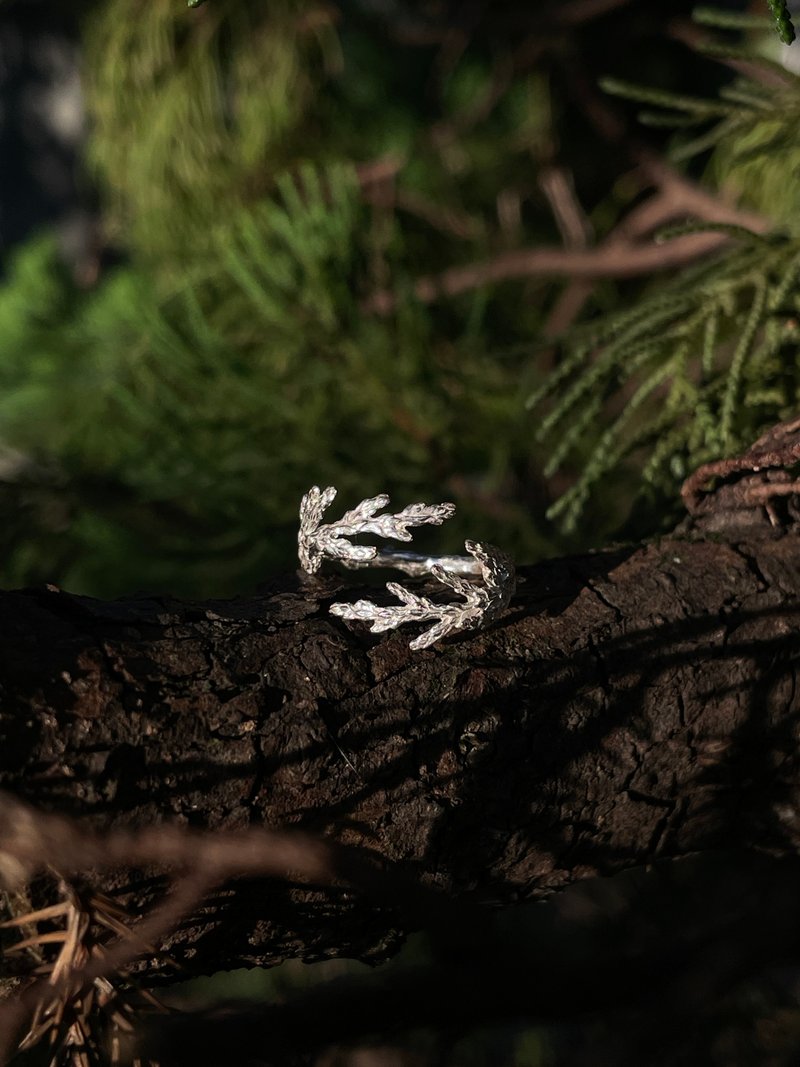 Christmas Series-Hinoki Living Ring Silver Original Metalworking Ring 925 Sterling Silver - General Rings - Sterling Silver Silver