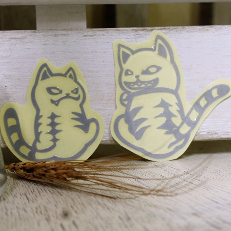 NINKYPUP reflective stickers Fat Cat 3.2 * 4cm - Stickers - Paper Gray