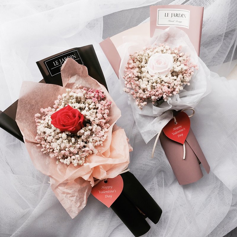 Le jardin / Valentine's Day limited sister girlfriend romantic eternal rose dry bouquet love card + bag pre-order - ตกแต่งต้นไม้ - พืช/ดอกไม้ 