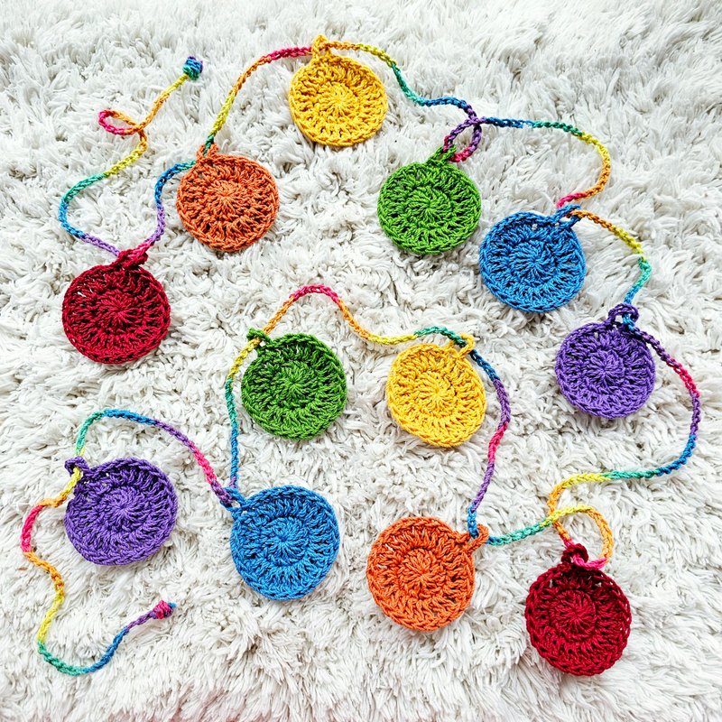 Hand-knitted Christmas hanging flag-Colorful Circles - Items for Display - Cotton & Hemp Multicolor