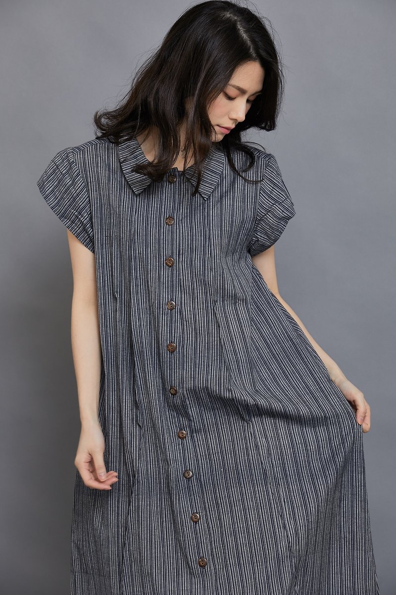 Triangle Folded Sleeve Shirt Dress_Pink Pear Starry_Fair Trade - One Piece Dresses - Other Materials Multicolor