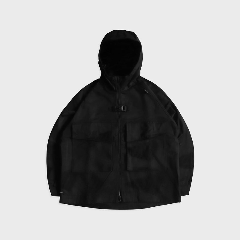 DYCTEAM - Ice block pattern buckle hooded jacket - 男夾克/外套 - 其他材質 黑色