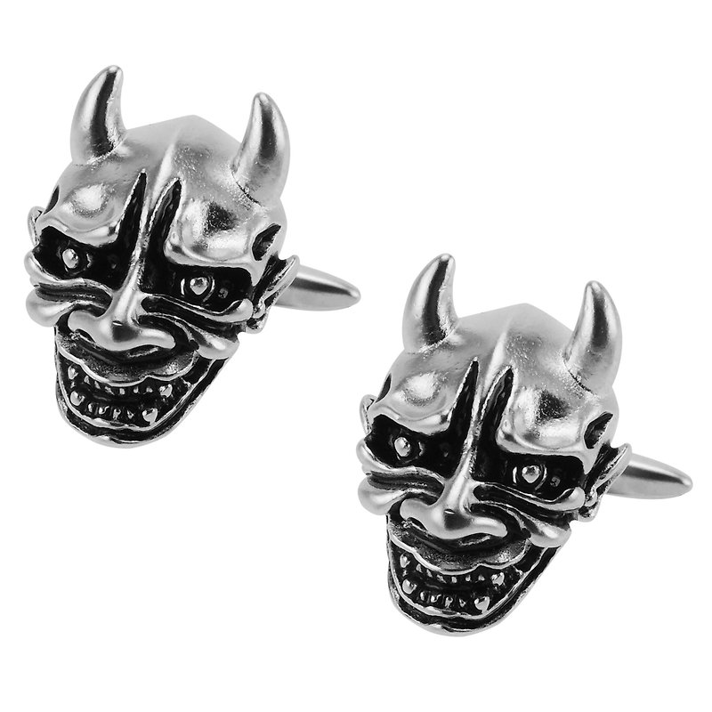 Devil Mask Cufflinks - Cuff Links - Other Metals Silver