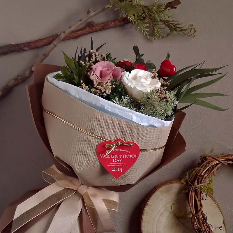 【Love│Forest】Valentine's Day Bouquet│Eternal Flowers (Flowers Not Withered)│Dried Flowers - ช่อดอกไม้แห้ง - พืช/ดอกไม้ หลากหลายสี