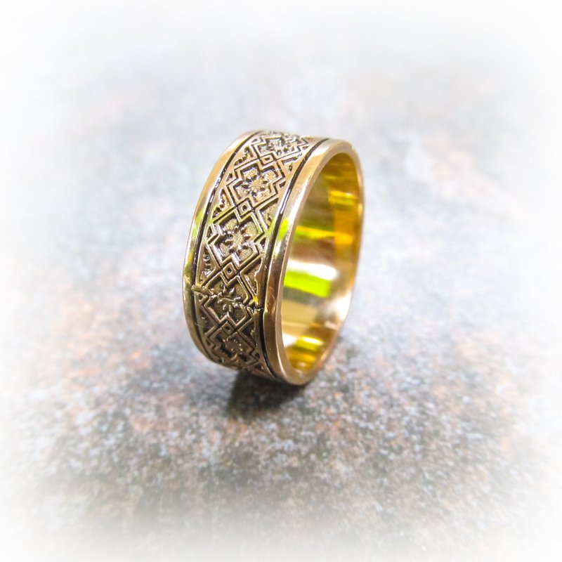 Bronze weddings rings,unique anniversary rings,bronze ukrainian jewellery ring - 戒指 - 銅/黃銅 金色