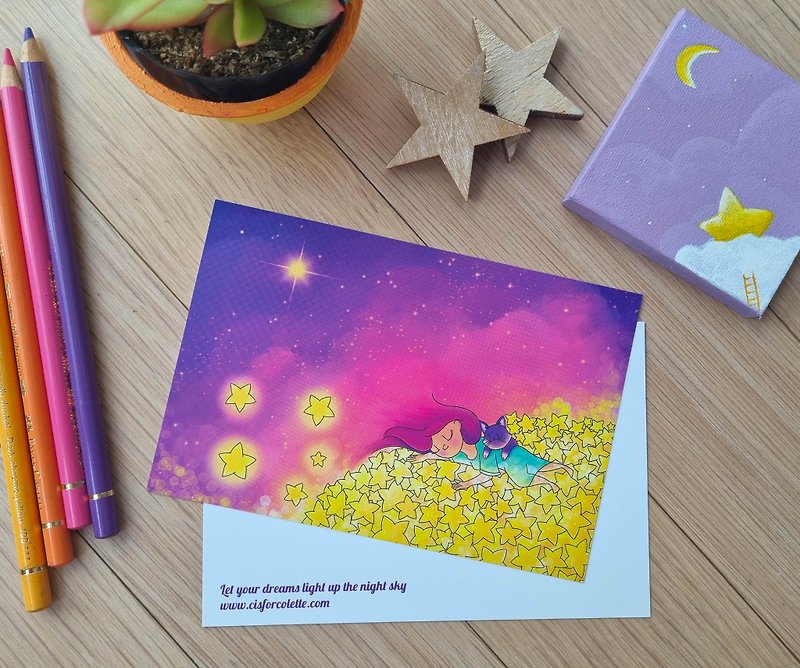 Let your dreams light up the night sky postcard - Cards & Postcards - Paper Multicolor