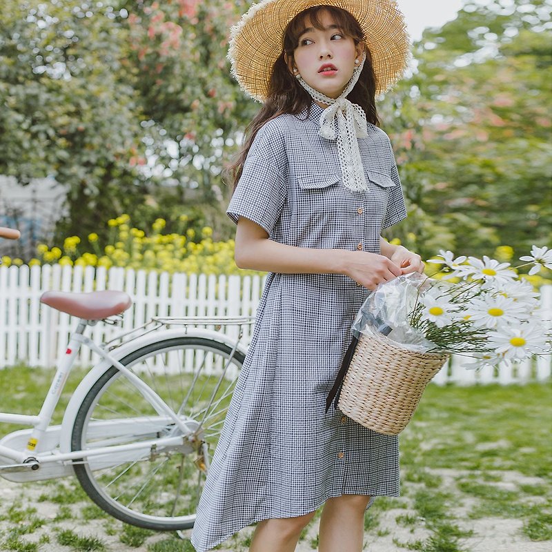 Anne Chen 2018 summer new style art women's irregular hem shirt dress dress - One Piece Dresses - Polyester Multicolor