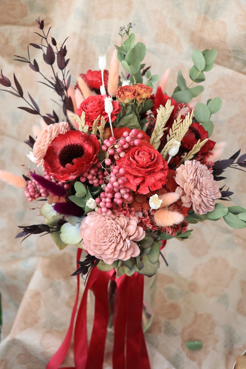 Dry bouquet / bridal bouquet / bouquet / red bouquet / sun rose / wedding bouquet / custom bouquet - Dried Flowers & Bouquets - Plants & Flowers Red