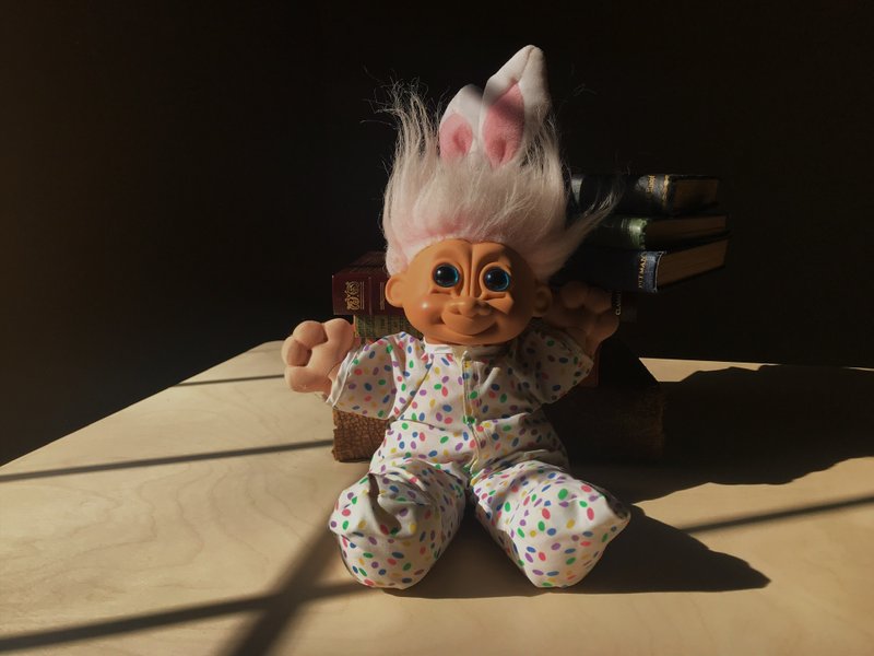 早期玩具/ troll doll 魔發精靈布偶 兔耳朵尿布褲