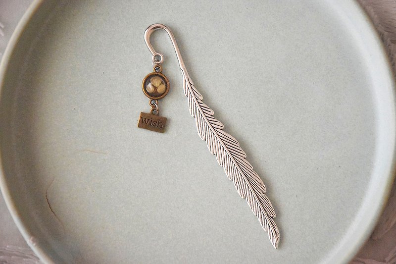 Mini Wishing Leaf Silver Feather Bookmark - Bookmarks - Other Metals 